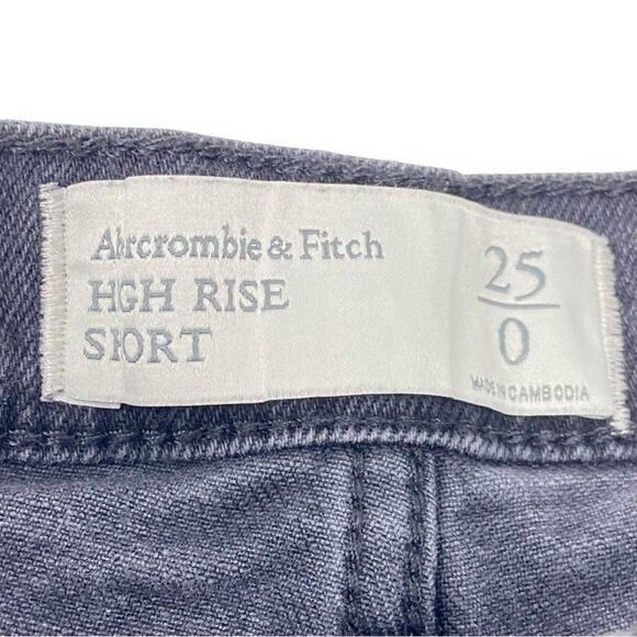 Abercrombie & Fitch High Rise Short Black Distressed Raw Hem Women’s Size 0 / 25 - Picture 3 of 4